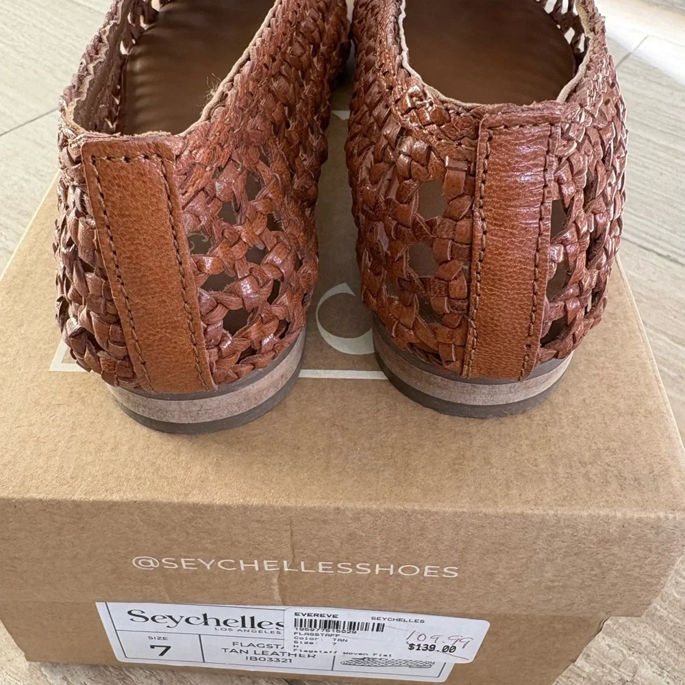 NWT Seychelles Women's Leather Brown Woven Loafers - Picture 6 of 11